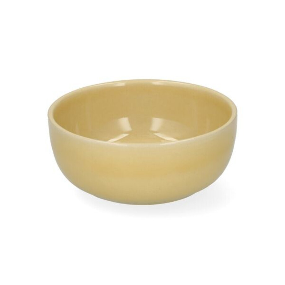 Schaal, reactieve glazuur, steengoed, korengeel, Ø13 x 5 cm afbeelding 1