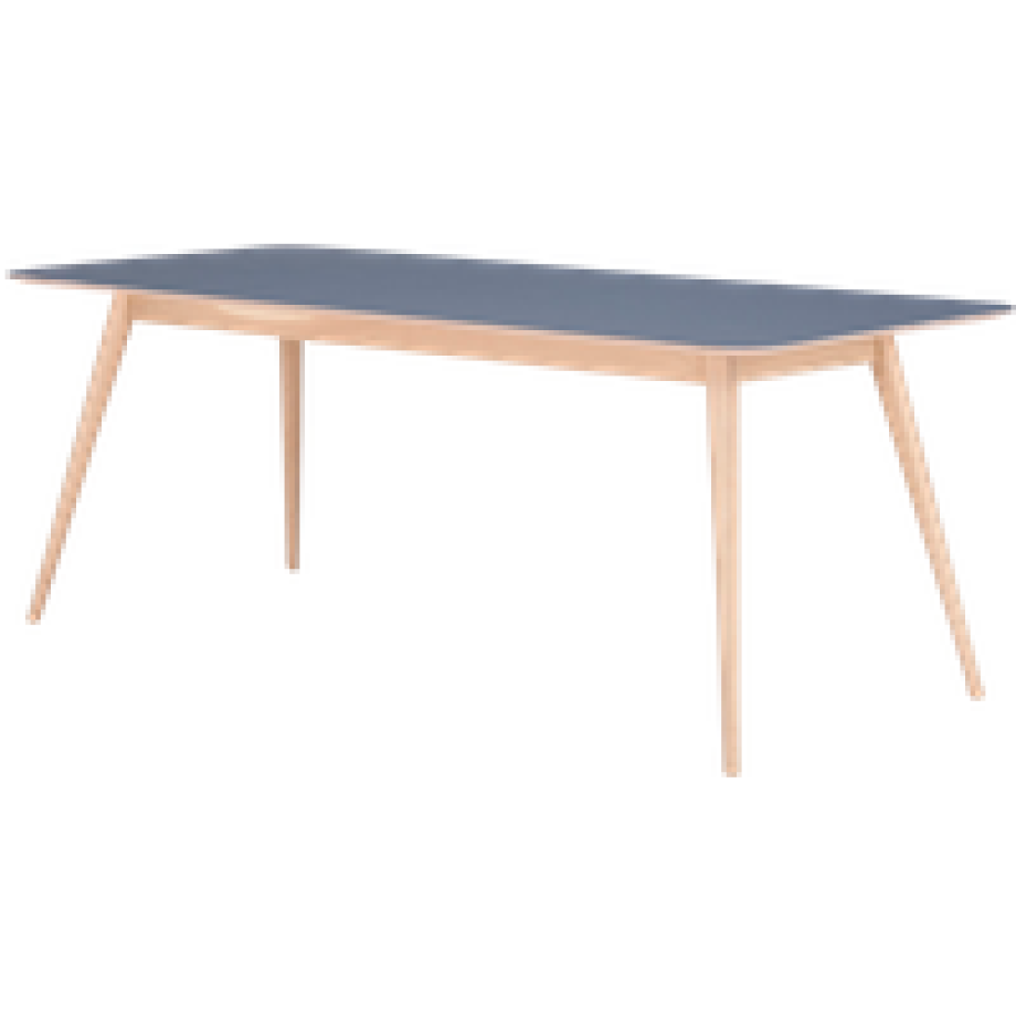 Stafa table houten eettafel whitewash - met linoleum tafelblad smokey blue - 160 x 90 cm afbeelding 1