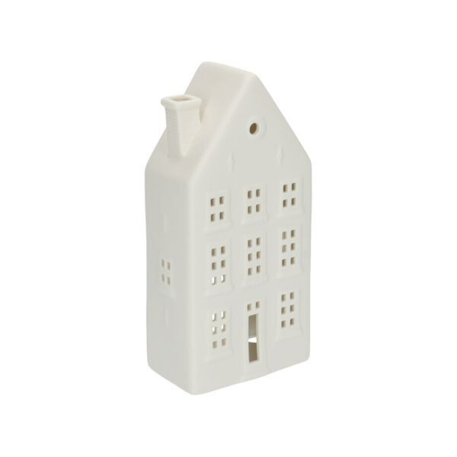Waxinelichthouder, porselein, huisje met strakke gevel, 18,5 cm afbeelding 1