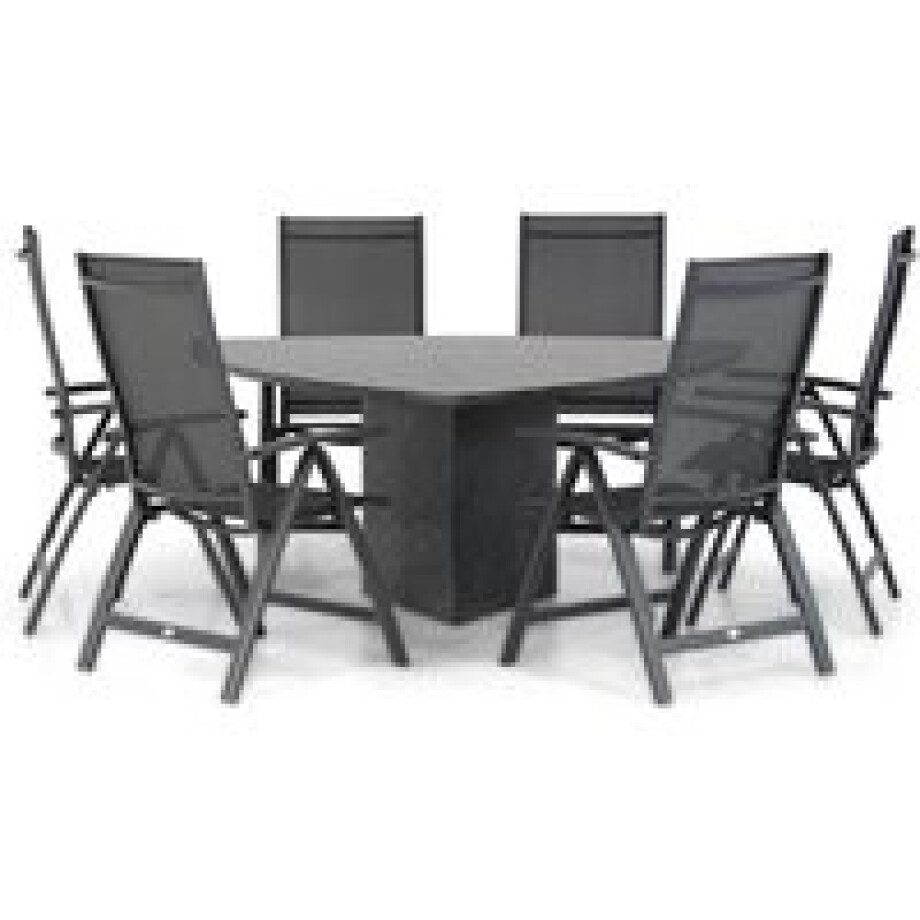 Presto Vasto/Graniet 170 cm triangel dining tuinset 7-delig afbeelding 1
