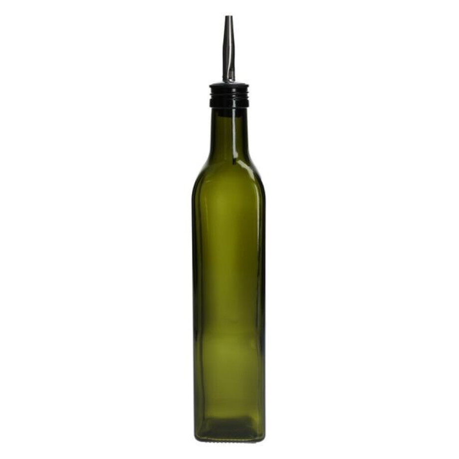 Olie/azijnfles, groen glas, vierkant, 500 ml Olie/azijnfles, groen glas, vierkant, 500 ml afbeelding 1