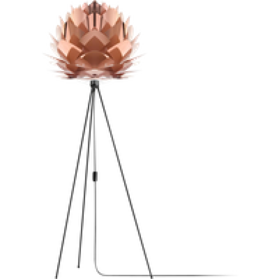 Silvia Medium vloerlamp copper - met tripod zwart - Ø 50 cm afbeelding 