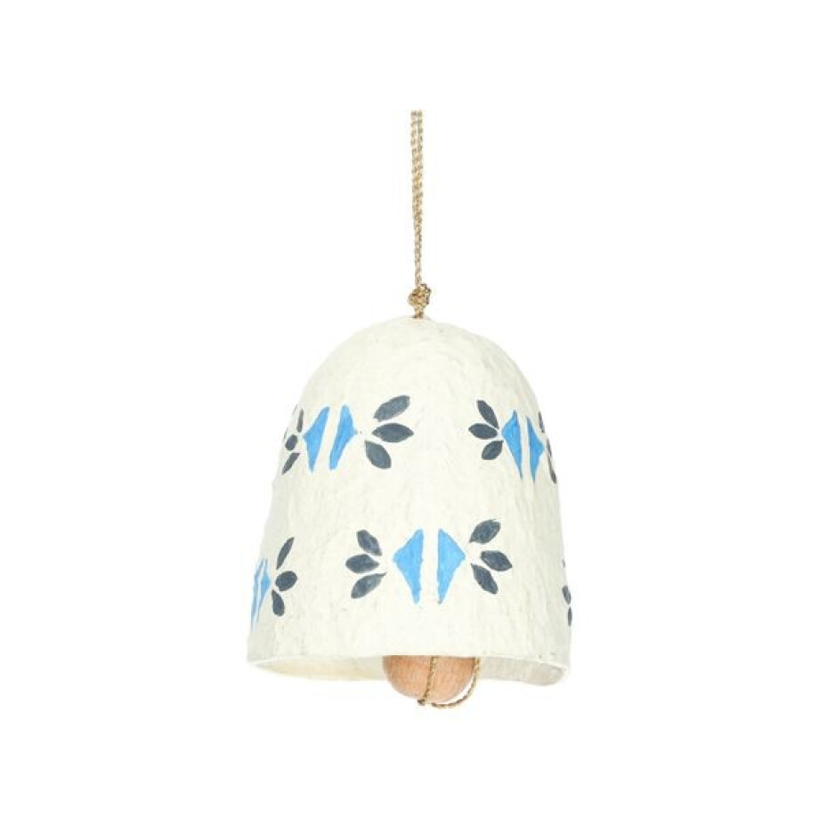 Kersthanger bel, katoen maché, wit, 7 cm afbeelding 1