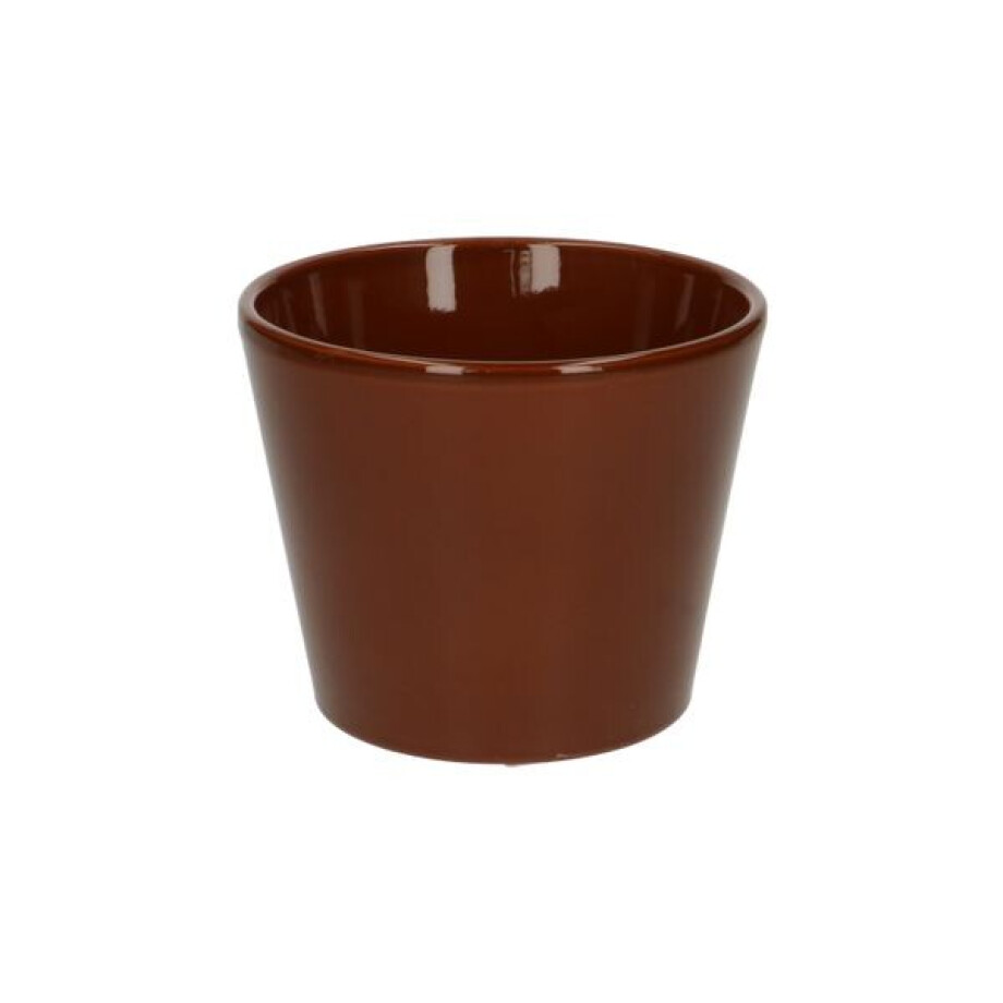 Bloempot, aardewerk, cognacbruin, Ø 12 cm afbeelding 1