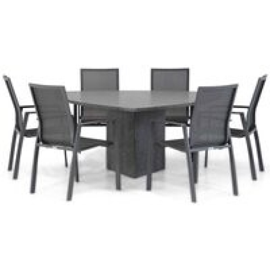 Lifestyle Ultimate/Graniet 170 cm triangel dining tuinset 7-delig afbeelding 1
