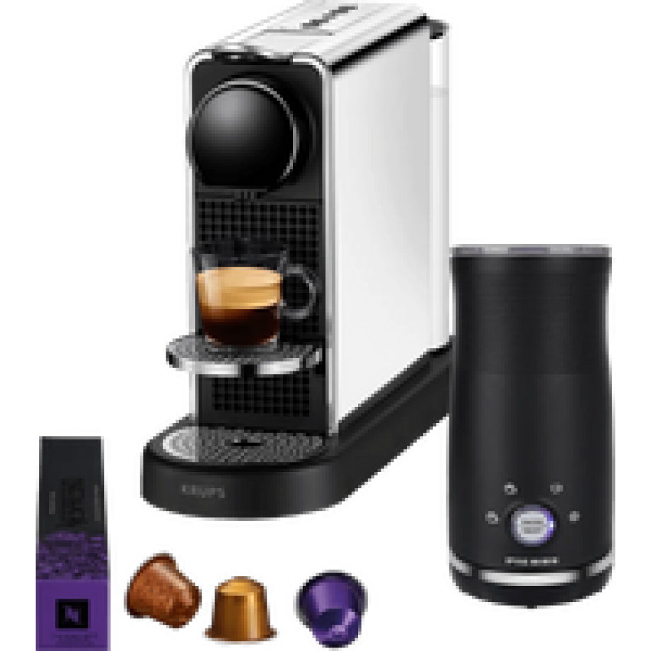 Krups Nespresso CitiZ Platinum XN610D RVS + Pierre Melkopschuimer afbeelding 