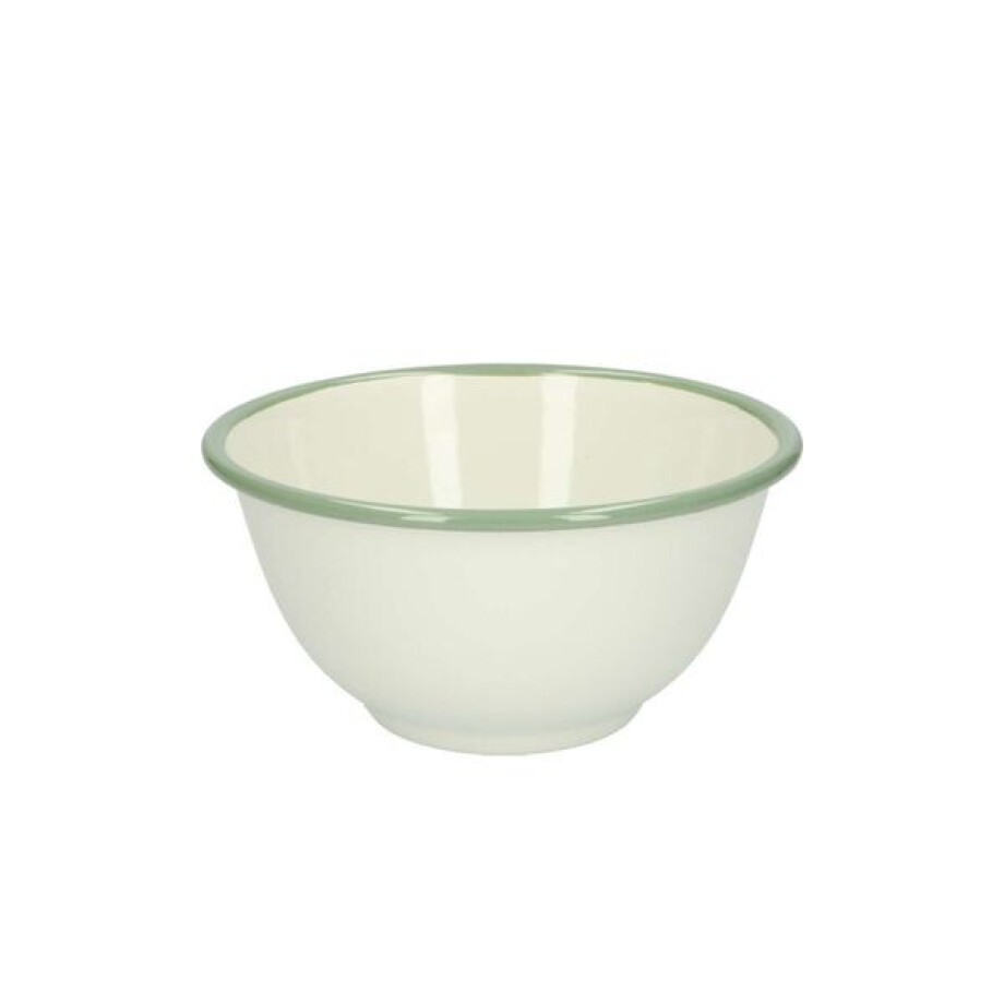 Schaal, emaille, groengrijs/wit, Ø 15 cm Schaal, emaille, groengrijs/wit, Ø 15 cm afbeelding 1