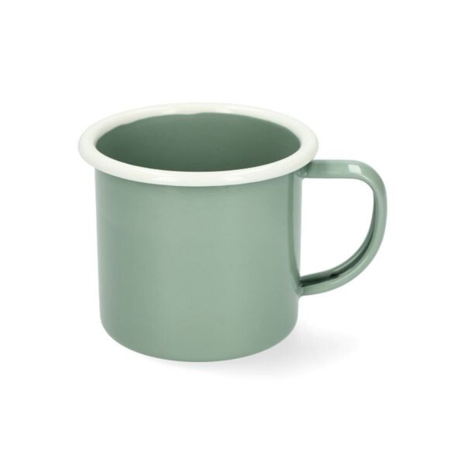 Beker met oor, emaille, grijsgroen/wit, Ø8 cm Beker met oor, emaille, grijsgroen/wit, Ø8 cm afbeelding 1