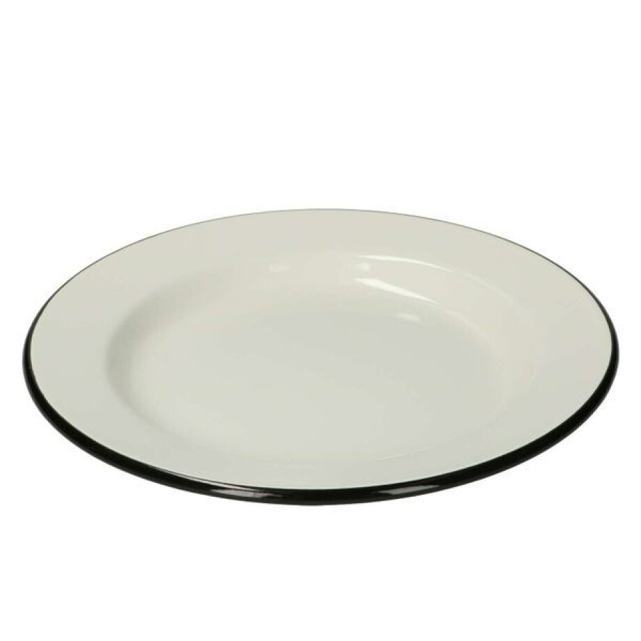 Bord, emaille, zwart/wit, Ø 26 cm Bord, emaille, zwart/wit, Ø 26 cm afbeelding 1