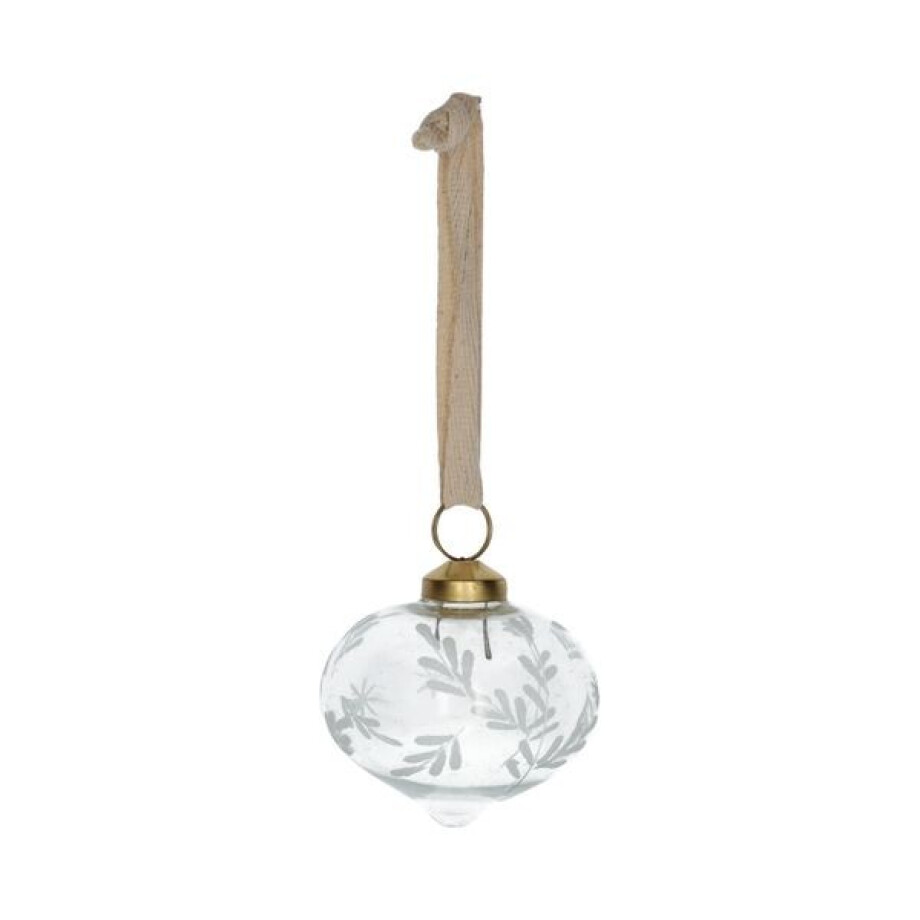Kerstbal, glas, ui-vorm met takjes en sterren, Ø7 cm Kerstbal, glas, ui-vorm met takjes en sterren, Ø7 cm afbeelding