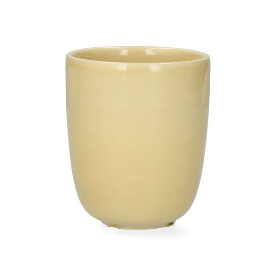 Beker, reactieve glazuur, steengoed, korengeel, Ø8 x 9,5 cm afbeelding 1