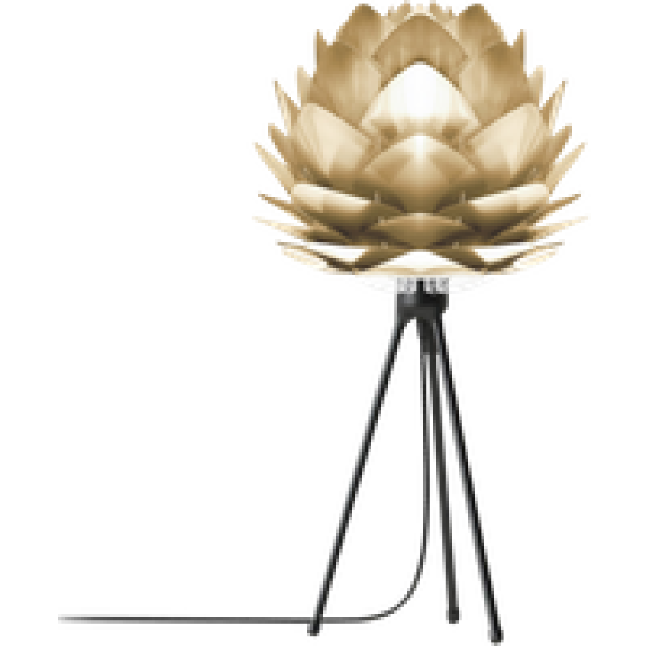 Silvia Mini tafellamp brushed brass - met tripod zwart - Ø 32 cm afbeelding 1