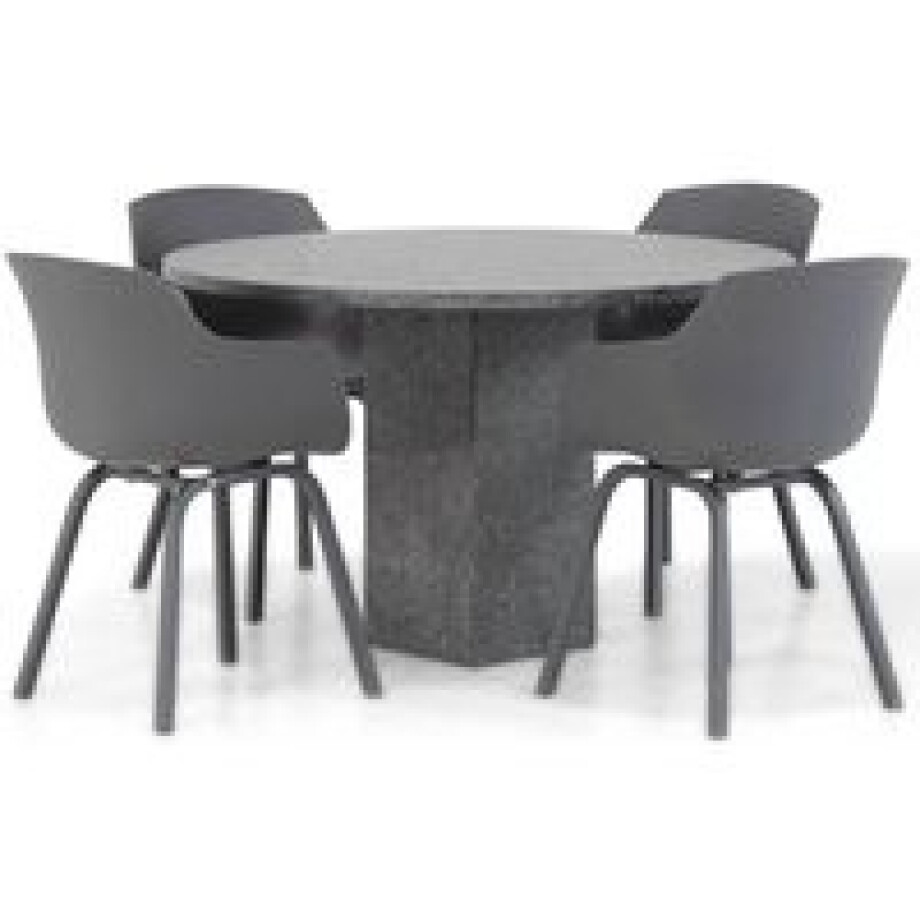 Lifestyle Salina/Graniet rond 120 cm dining tuinset 5-delig afbeelding 1