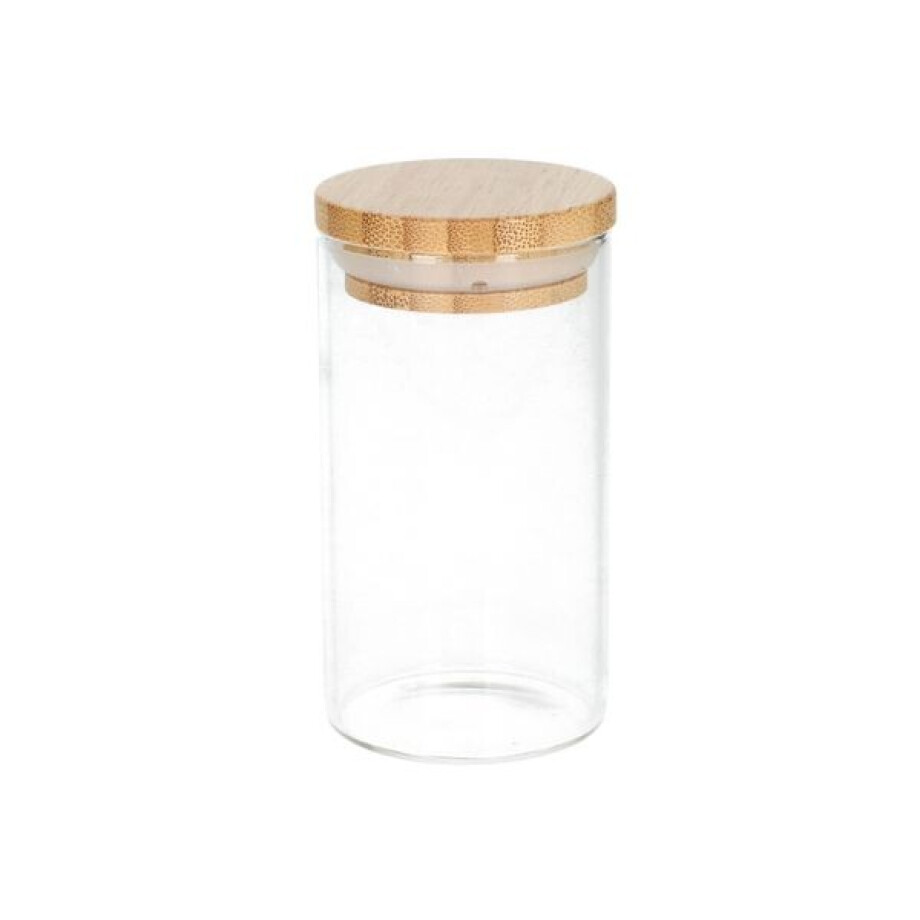 Kruidenpotje rond, hittebestendig glas, bamboe dop120 ml Kruidenpotje rond, hittebestendig glas, bamboe dop120 ml afbeelding