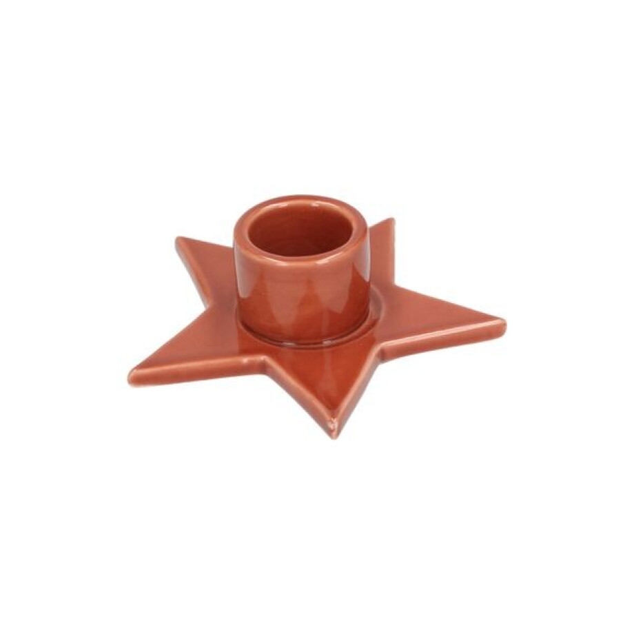 Kandelaar voor dinerkaars, porselein, ster, oranje Kandelaar voor dinerkaars, porselein, ster, oranje afbeelding 1