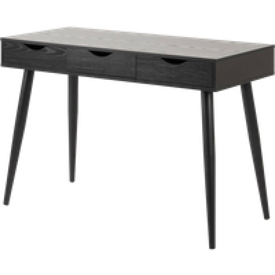 Keet houten bureau zwart - met 3 lades - 110 x 50 cm afbeelding 1