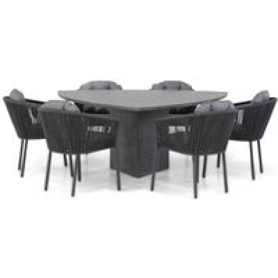 Santika Novita/Graniet 170 cm triangel dining tuinset 7-delig Santika Novita/Graniet 170 cm triangel dining tuinset 7-delig afbeelding 1