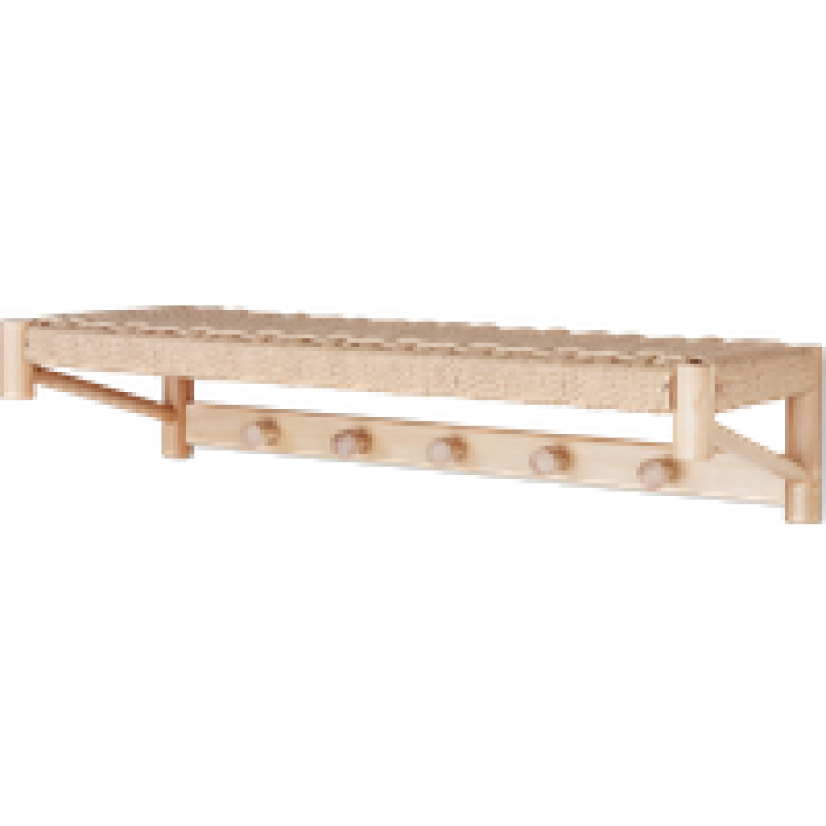 Loek houten kapstok met geweven plank - 78 x 31 cm afbeelding 1