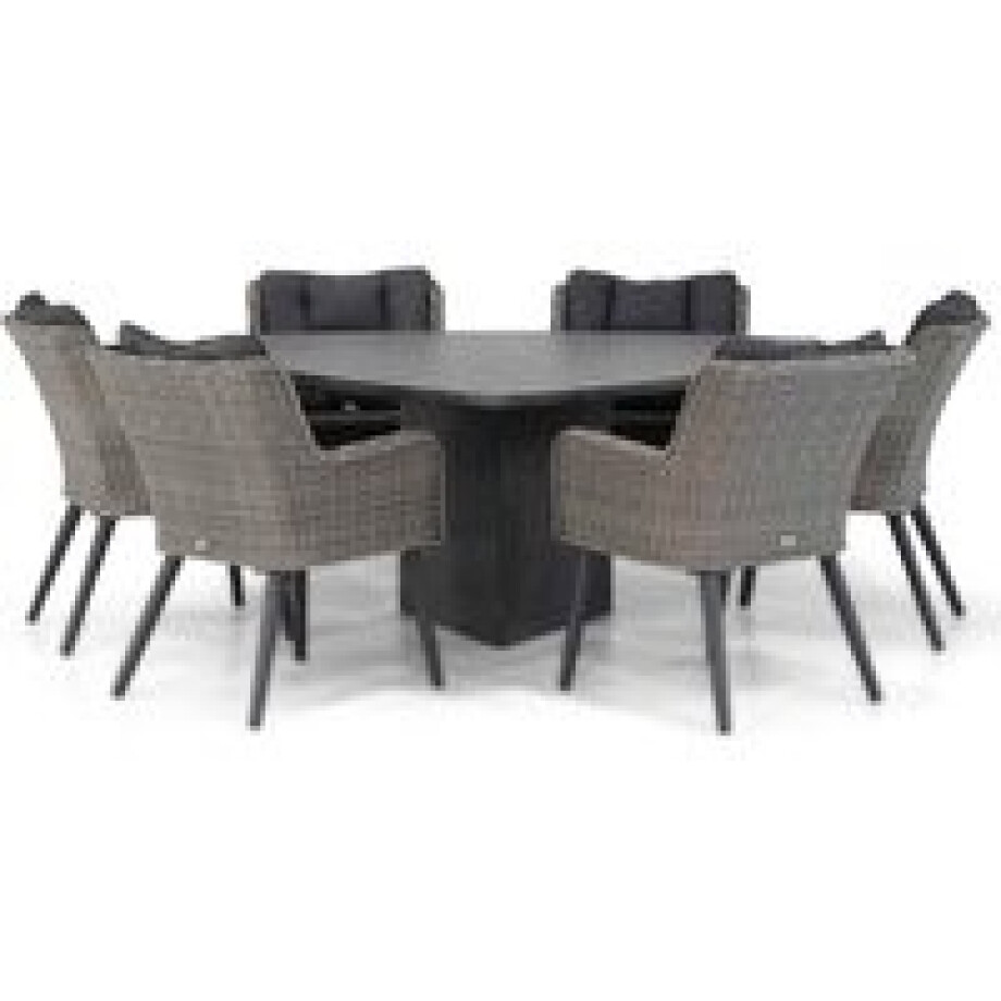 Garden Collections Boston/Graniet 170 cm triangel dining tuinset 7-delig Garden Collections Boston/Graniet 170 cm triangel dining tuinset 7-delig afbeelding 1