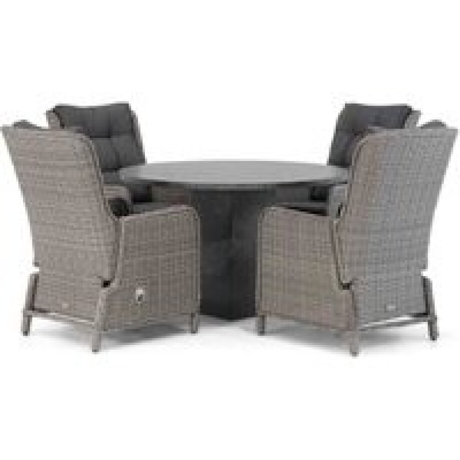 Garden Collections Kingston/Graniet 120 cm rond dining tuinset 5-delig afbeelding 1