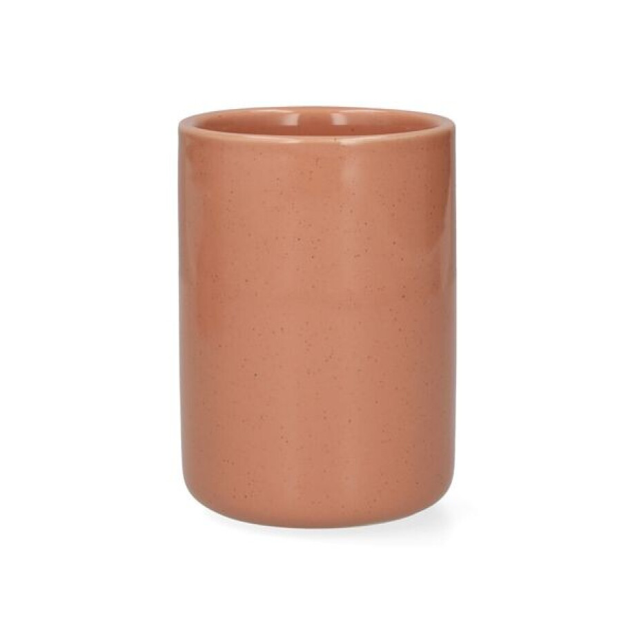 Tandenborstelbeker, keramiek, terraroze, Ø7,2 x 10 cm Tandenborstelbeker, keramiek, terraroze, Ø7,2 x 10 cm afbeelding 1