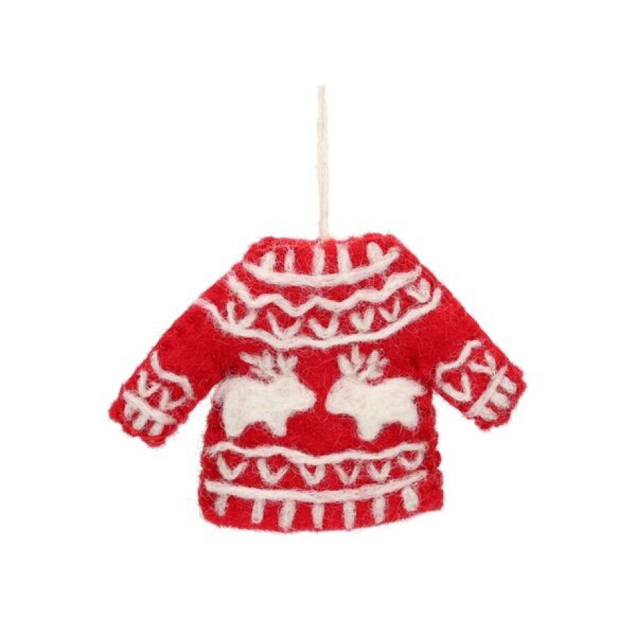 Kersthanger, trui met rendieren, vilt afbeelding 1