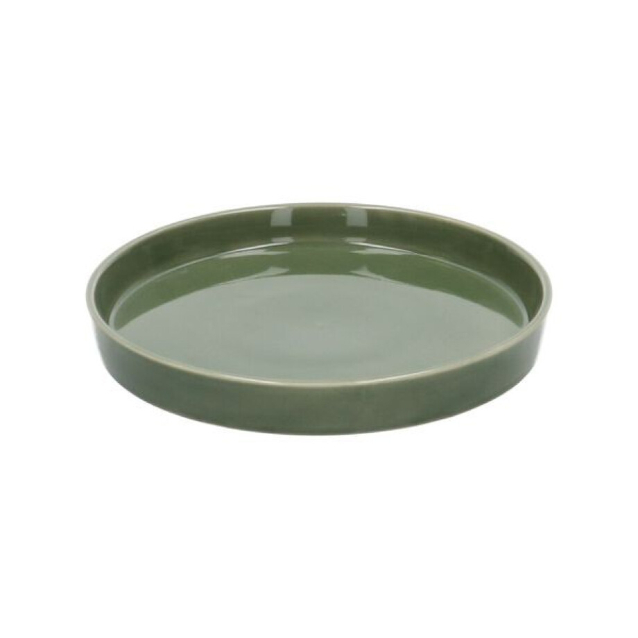 Bloempotschotel, aardewerk, donkergroen,Ø 20 cm afbeelding 1