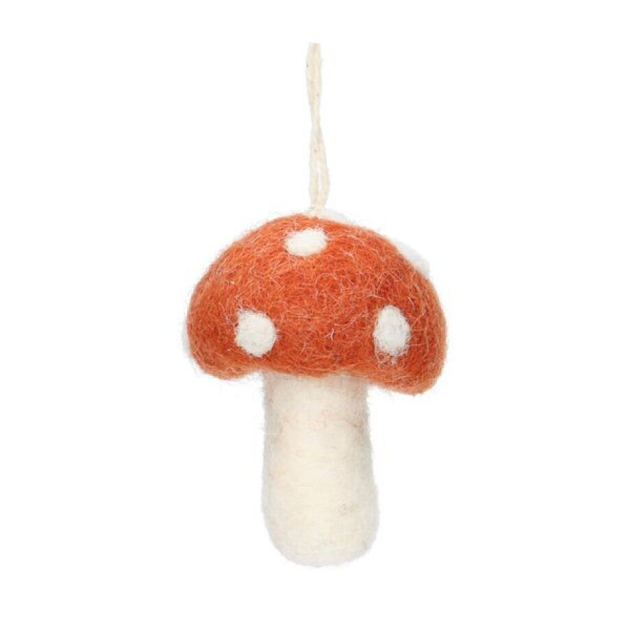Hanger paddenstoel, vilt, rood met witte stippen Hanger paddenstoel, vilt, rood met witte stippen afbeelding 1