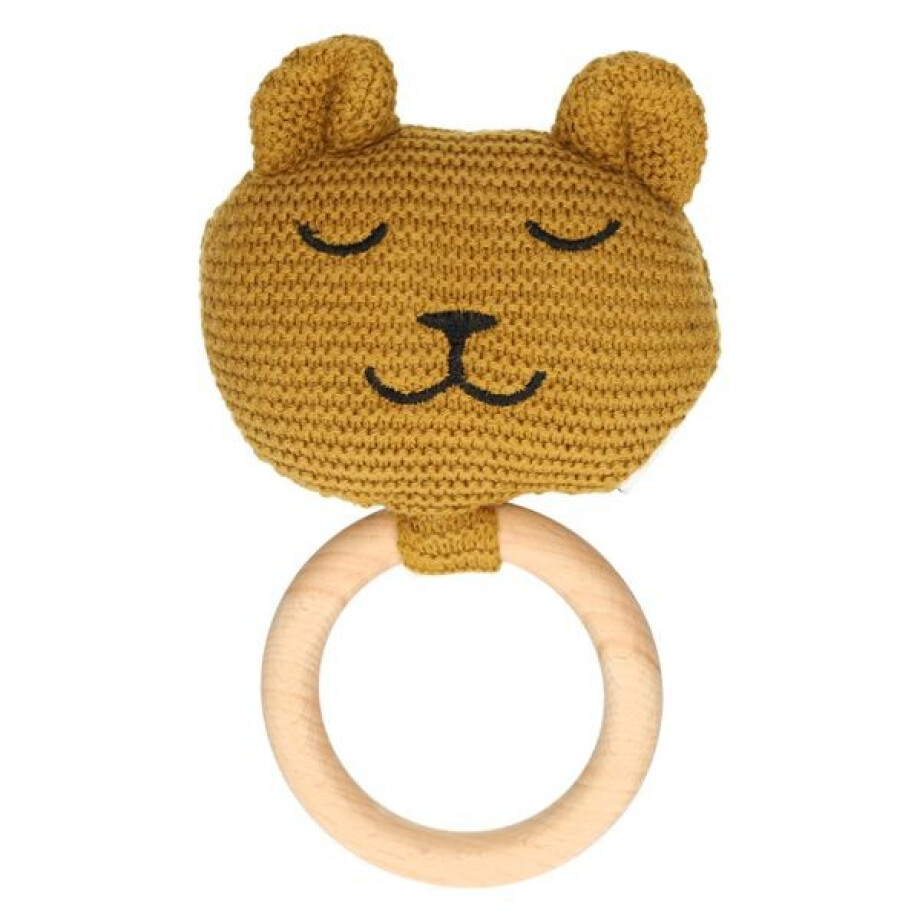 Rammelaar met bijtring, GOTS katoen, beer afbeelding 1