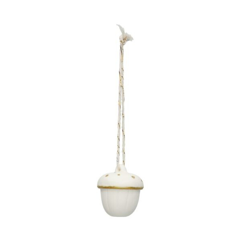 Hanger, porselein, eikeltje, wit en goud afbeelding 1