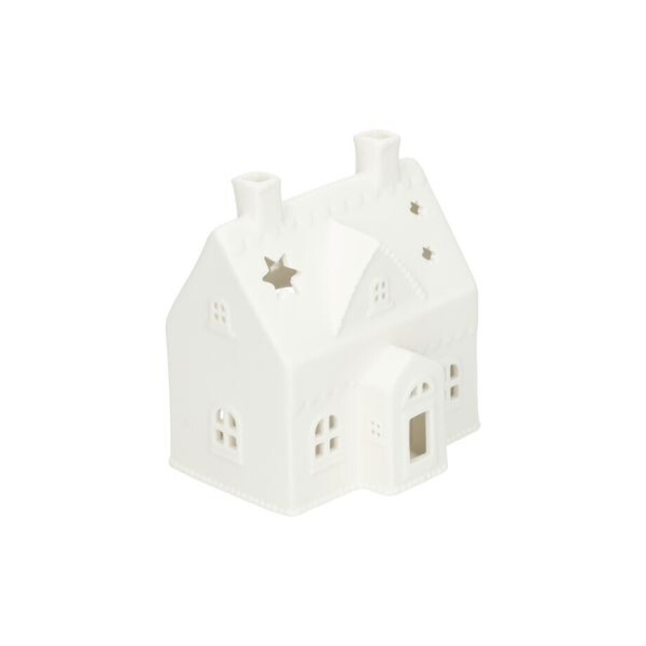 Waxinelichthouder, huisje koekeman, porselein Waxinelichthouder, huisje koekeman, porselein afbeelding 1