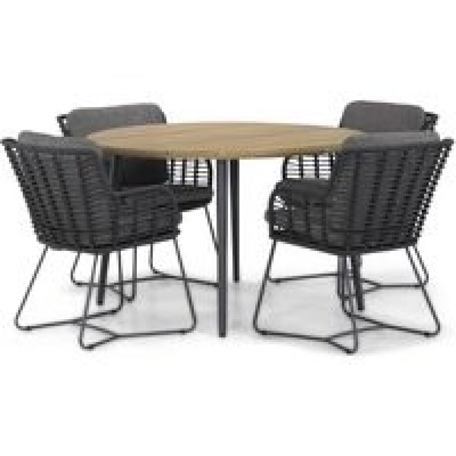 4 Seasons Outdoor Fabrice/Montana 130 cm rond dining tuinset 5-delig 4 Seasons Outdoor Fabrice/Montana 130 cm rond dining tuinset 5-delig afbeelding 1
