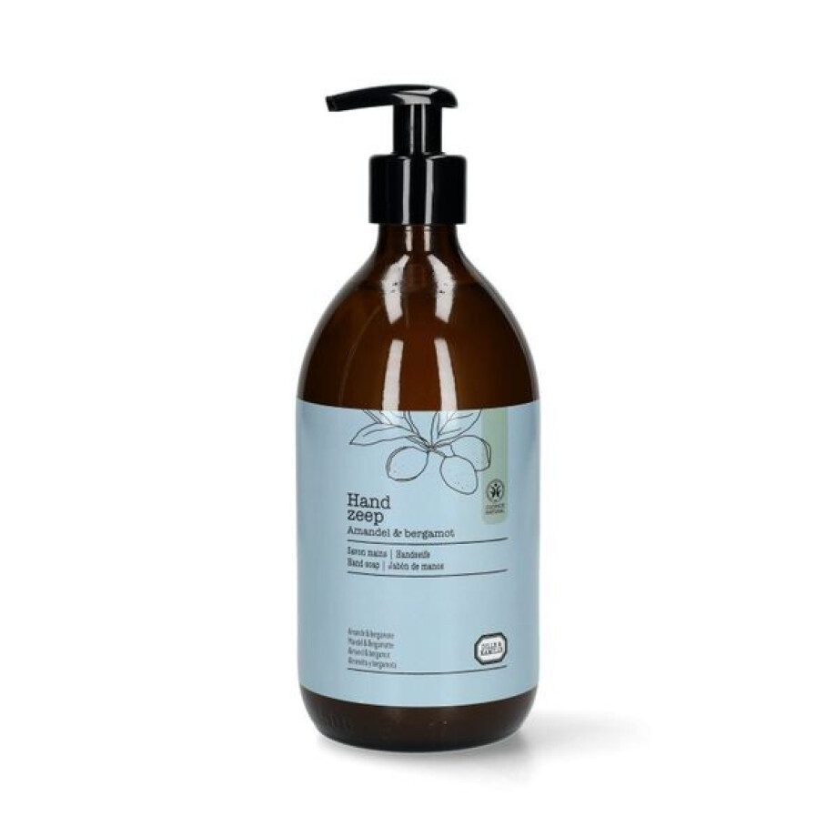 Handzeep, glazen fles, amandel & bergamot, 500 ml Handzeep, glazen fles, amandel & bergamot, 500 ml afbeelding