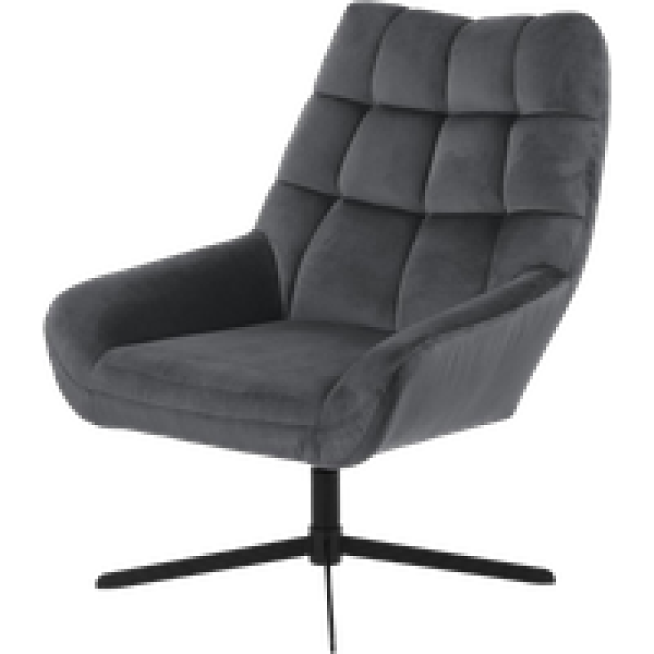 Niek draaibare fauteuil velvet donkergrijs afbeelding 1