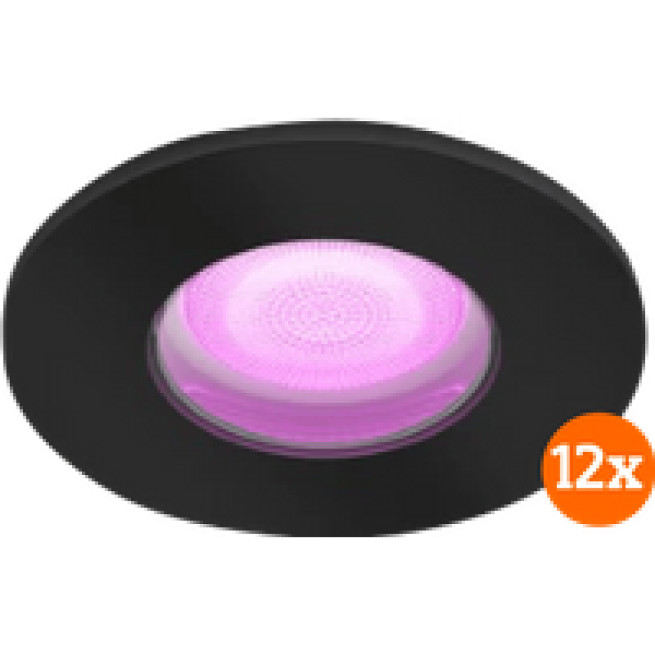 Philips Hue Xamento badkamer inbouwspot White and Color - Zwart - Rond 12-pack afbeelding 