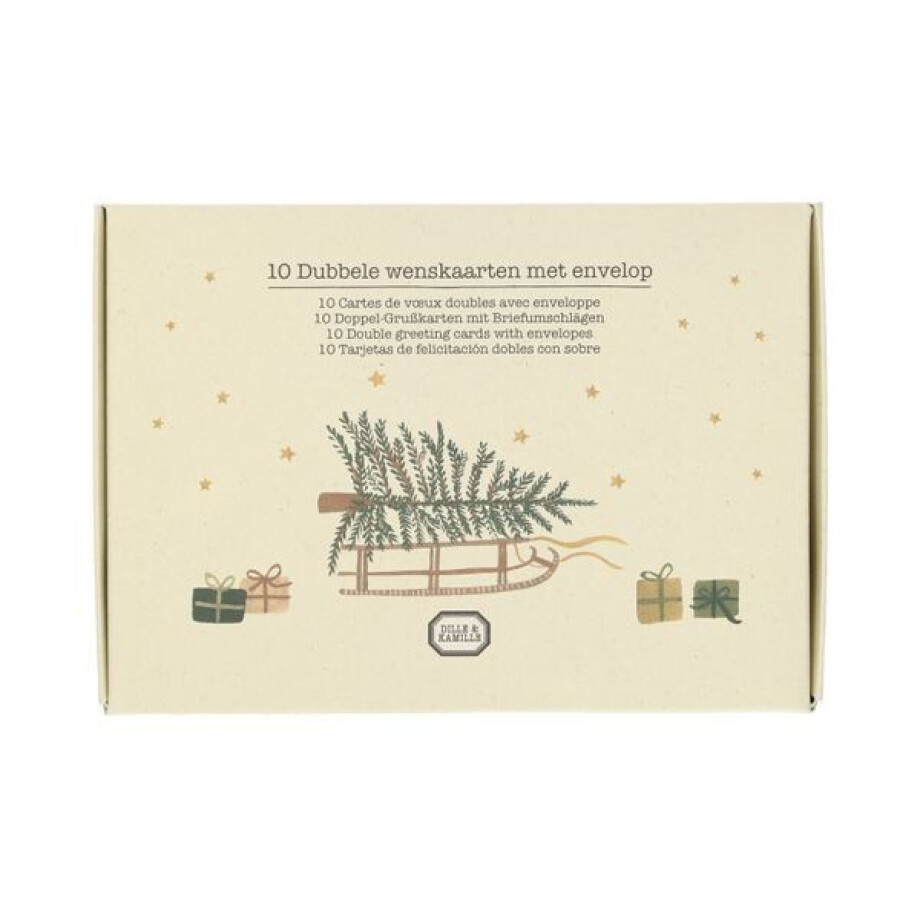 Kerstkaarten met envelop, kerstgroen, set van 10 in een doos afbeelding 1
