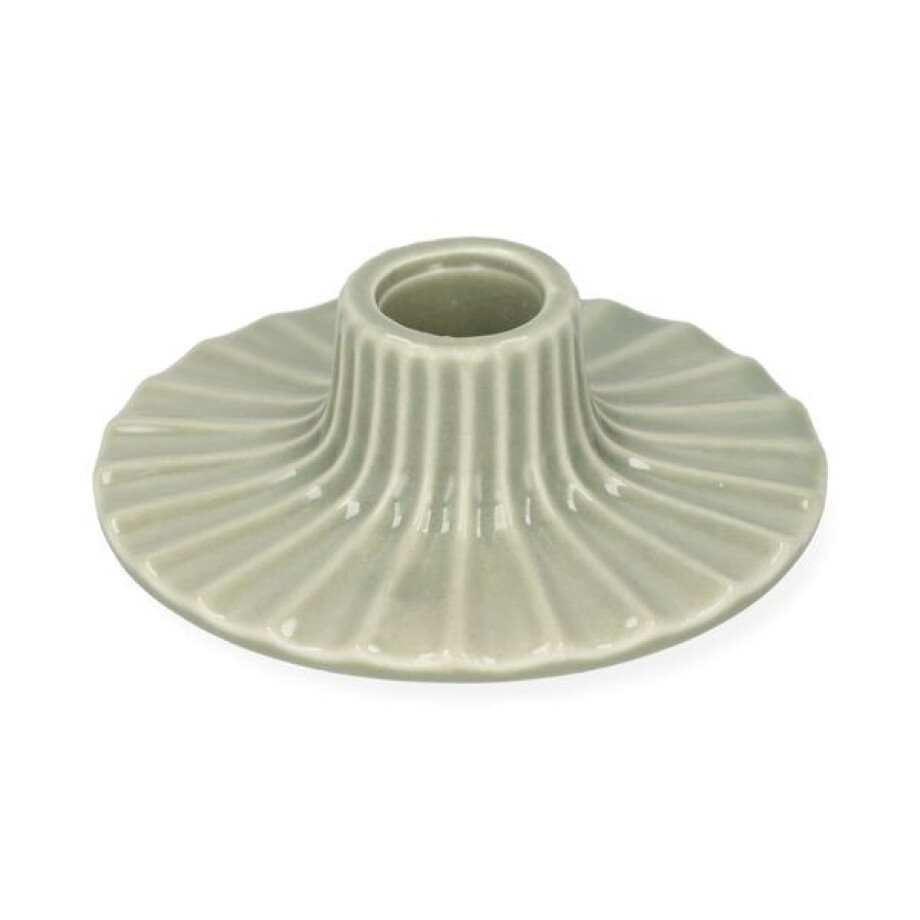Kandelaar, porselein, geschulpt, lichtgroen, Ø10,2 cm x 3,2 cm afbeelding 1
