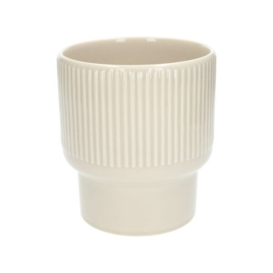 Bloempot, aardewerk, geribbeld, lichtbeige,Ø17 X H19 cm Bloempot, aardewerk, geribbeld, lichtbeige,Ø17 X H19 cm afbeelding 1