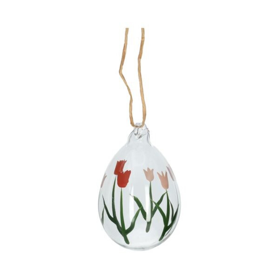 Paashanger, glas, ei met tulpen Paashanger, glas, ei met tulpen afbeelding