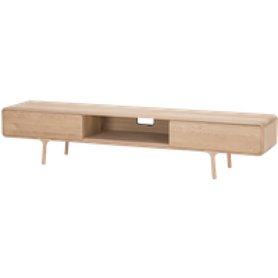 Fawn lowboard 2 drawers houten tv meubel whitewash - 220 x 45 cm afbeelding 1