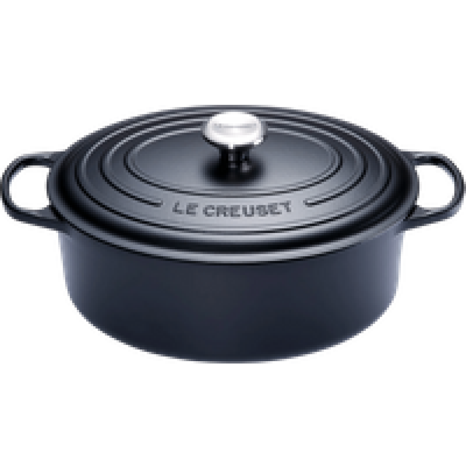 Le Creuset Signature Ovale Braadpan 27 cm Mat Zwart afbeelding 