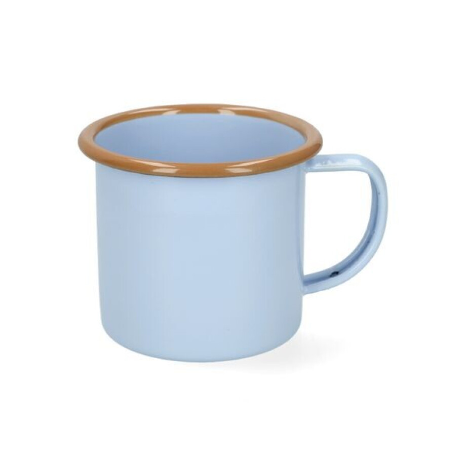 Beker met oor, emaille, lichtblauw/bruin, Ø8 cm afbeelding 1