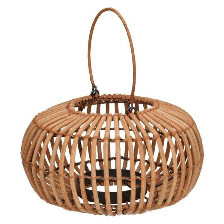 Lantaarn, rotan, naturel, Ø 21 x 12 cm Lantaarn, rotan, naturel, Ø 21 x 12 cm afbeelding