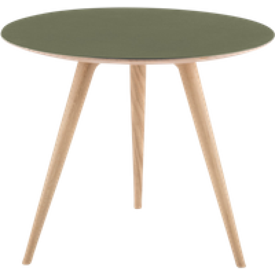 Arp side table houten bijzettafel whitewash - met linoleum tafelblad olive - Ø 55 cm afbeelding 1