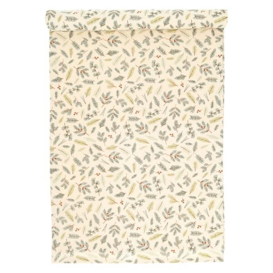 Tafelloper lang, GOTS bio-katoen, kerstgroen, 45 x 260 cm afbeelding 1