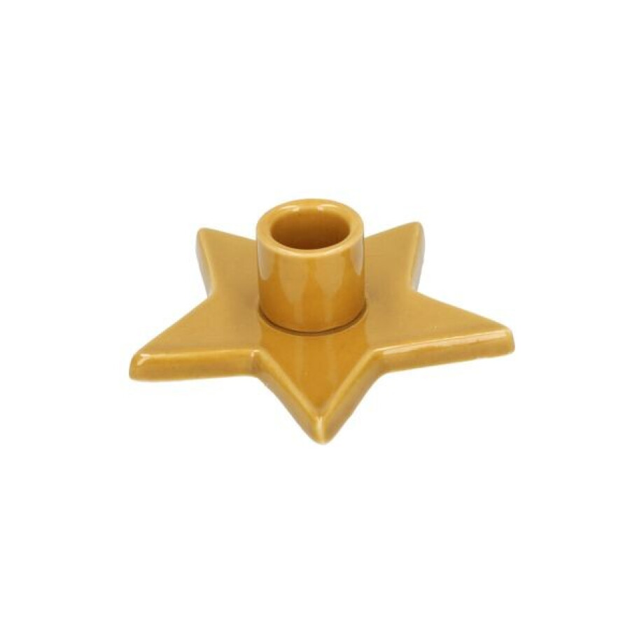 Kandelaar ster voor minikaars, porselein, oker afbeelding 1