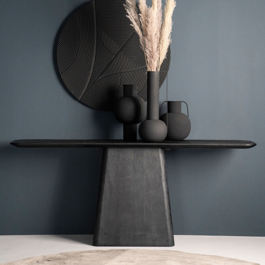 Eleonora Sidetable 'Aron' Mangohout, 180cm, kleur Zwart Eleonora Sidetable 'Aron' Mangohout, 180cm, kleur Zwart afbeelding 1