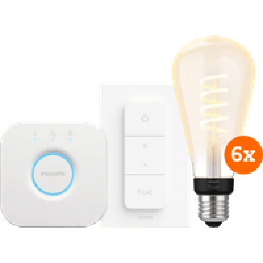 Philips Hue Filament White Ambiance Edison XL 6-Pack Startpakket afbeelding 