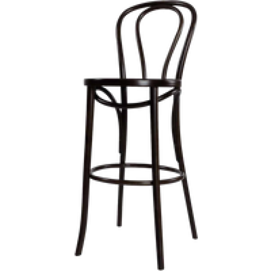 Vienna Thonet No. 18 houten barkruk zwart gebeitst - 75 cm afbeelding 1