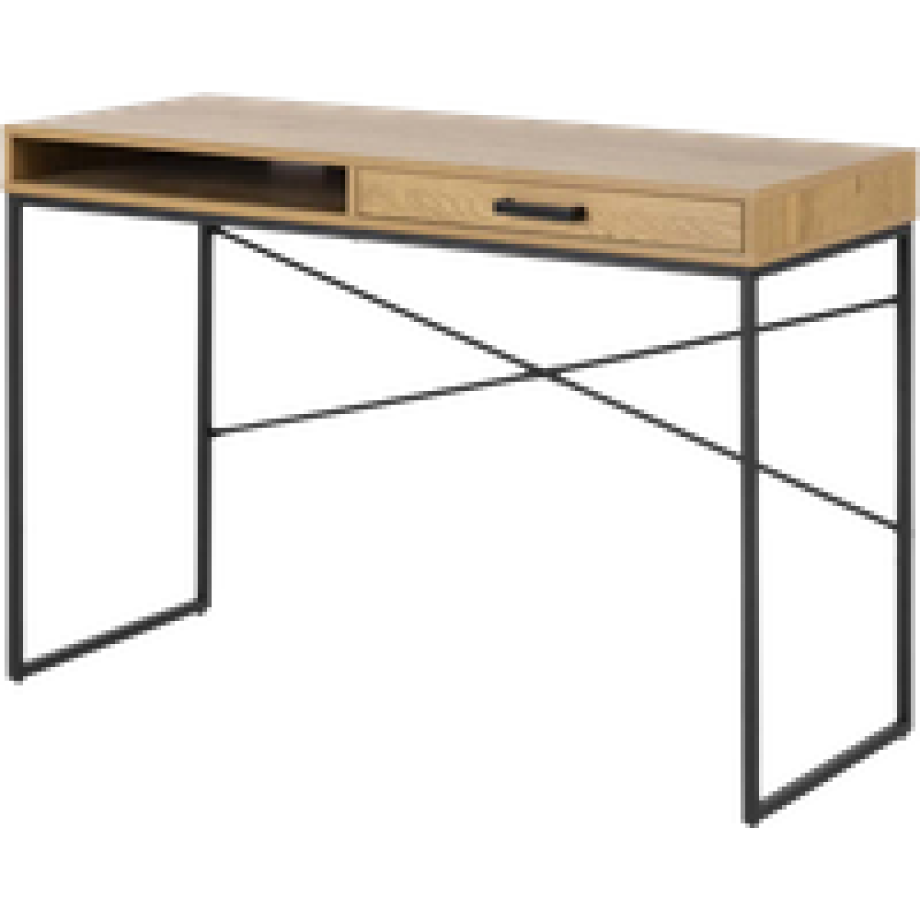 Vic houten bureau naturel - met opbergvak - 110 x 45 cm afbeelding 1